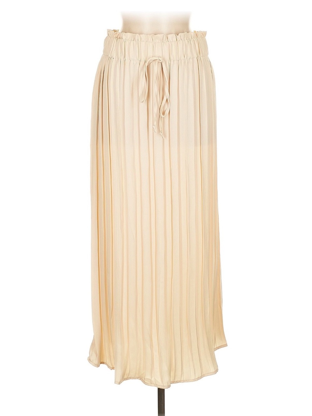 Deluc Pleated Drawstring Maxi Skirt in Cream